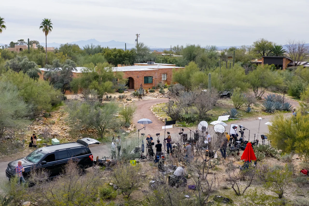 Media presence outside of Nancy Guthrie's residence.