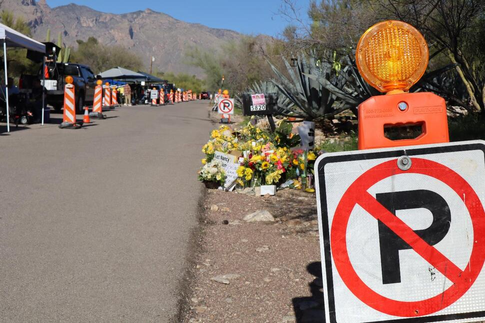 No parking signs put up along one side of the road that Nancy lives on.