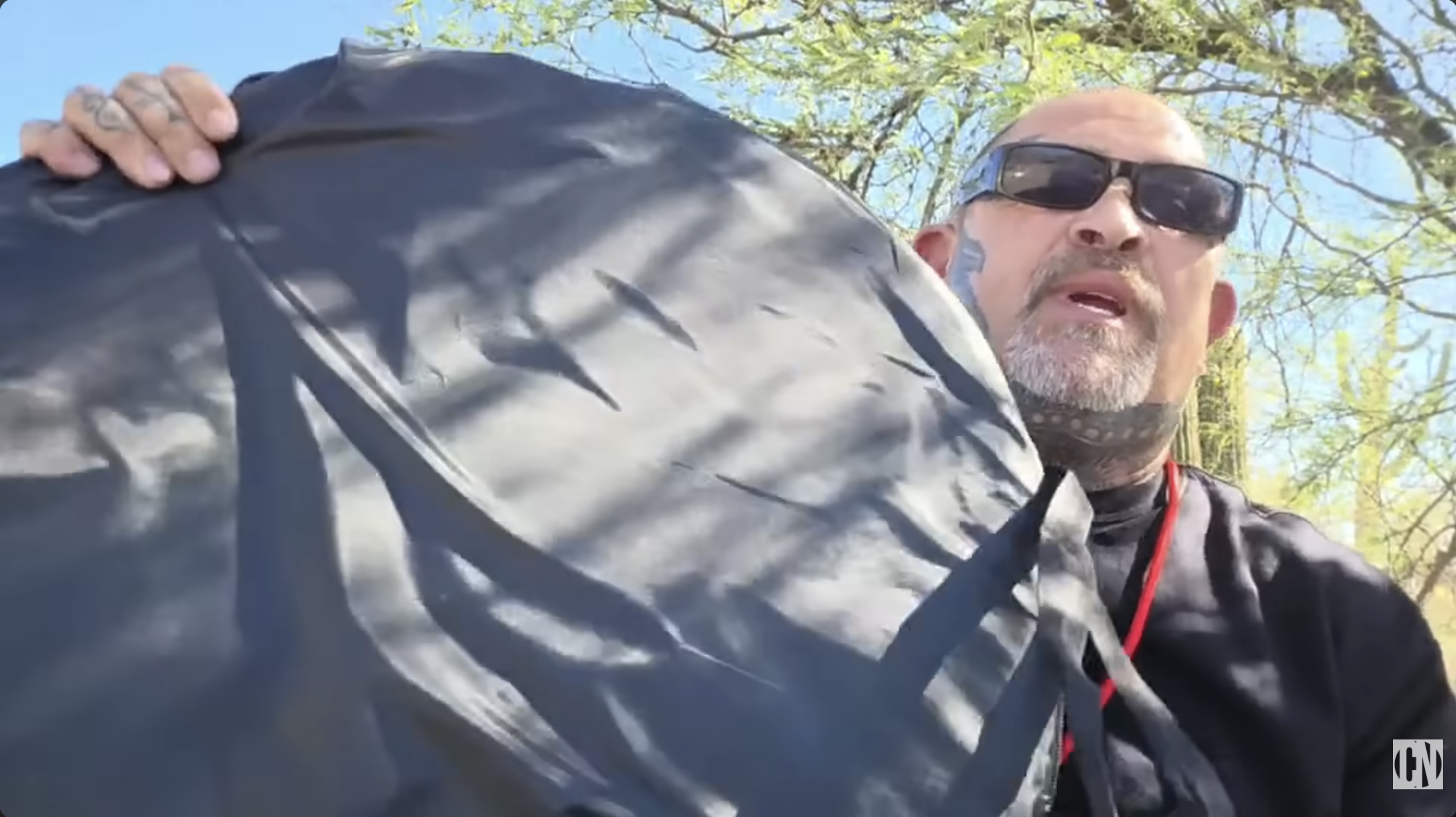 Zabel showing chat his pee tent on May 26
