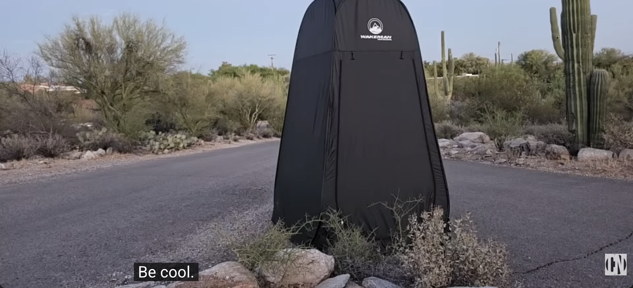 Car drives by when Zabel is in his pee tent.