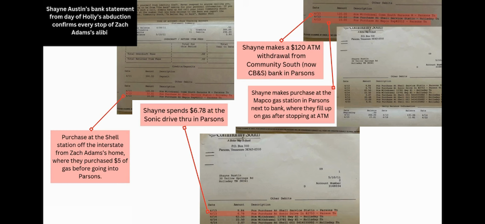 Shayne Austin bank statements Apr. 13, 2011