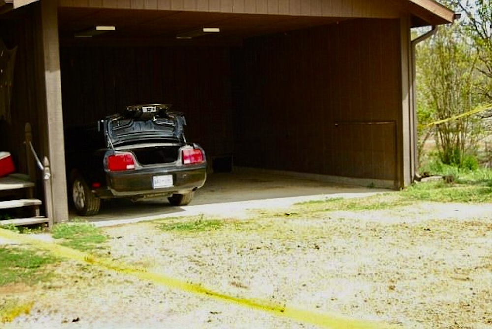 View from inside the house toward the carport, where Clint heard voices