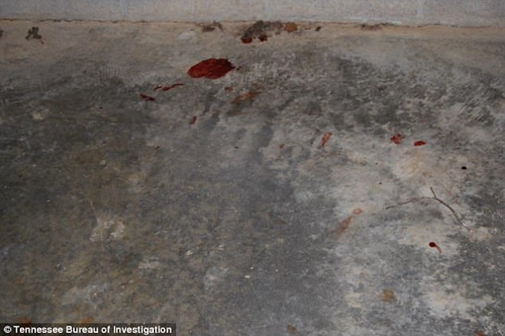Additional blood evidence on the carport floor